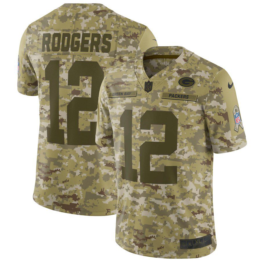 Men Green Bay Packers #12 Rodgers Nike Camo Salute to Service Retired Player Limited NFL Jerseys